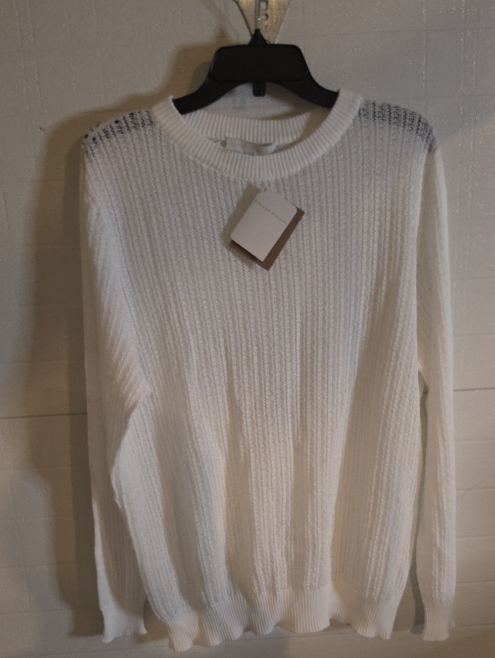 Fabiana Filippi Women's Ribbed Crewneck Sweater in White Size XXL